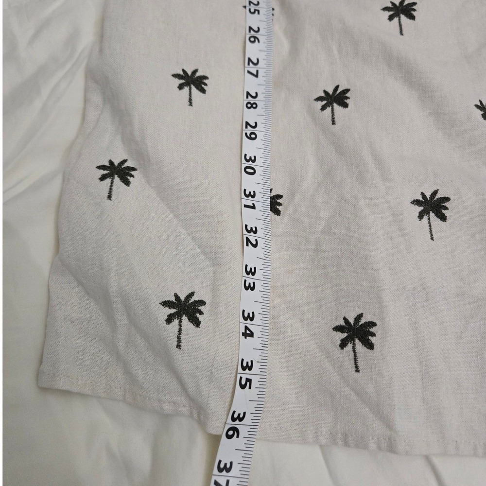 Cynthia Rowley Palm Tree Embroidered Linen Blend Dress Womens Medium Cream NEW - Picture 8 of 11